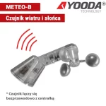 Czujnik pogodowy wiatru i słońca Meteo-B firmy Yooda łączy się bezprzewodowo z centralką