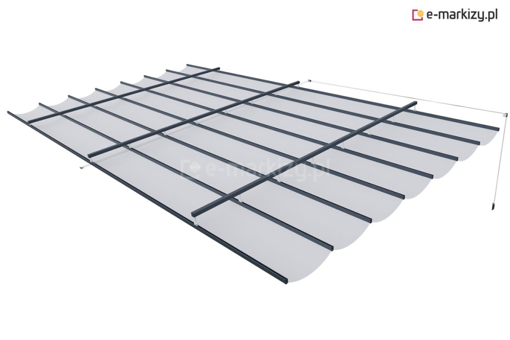 Dach do pergoli na wymiar na trzech prowadnicach do dowolnej konstrukcji z napędem ręcznym