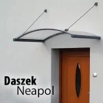 Daszek nad drzwi z akrylu - zaokrąglony na boki na odciągach