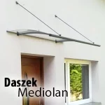 Daszek nad drzwi z akrylu - zaokrąglony do przodu na odciągach