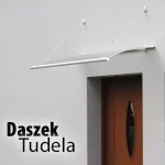 Daszek nad drzwi z poliwęglanu - zaokrąglony do przodu na odciągach