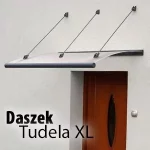 Duży daszek drzwiowy z poliwęglanu - zaokrąglony do przodu na odciągach gabarytowy