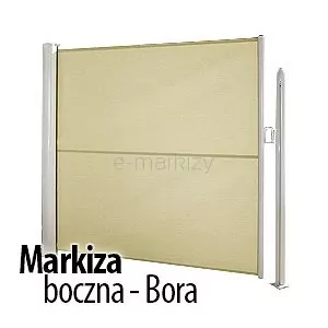 Rozwijana wertykalnie markiza tkaninowa Bora Selt parawan na taras z tkaniną ecru