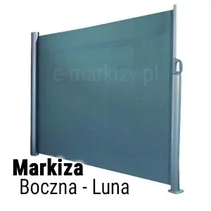 Rozwijana markiza boczna Luna typu parawan tarasowy z ciemną tkaniną