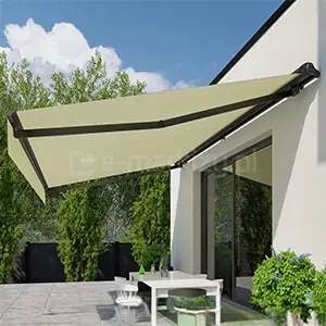 Markiza tarasowa Adagio firmy Mol w zaokrąglonej kasecie ochronnej w ciemnym grafitowym kolorze