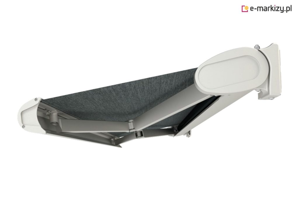 Markiza tarasowa w kolorze białym i antracytową tkaniną - Presto Plus Mol – Galeria