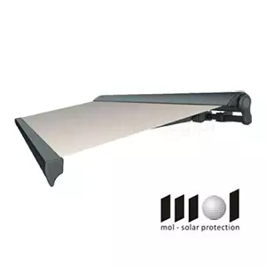 Grafitowa markiza tarasowa Tremolo firmy mol w półokrągłej kasecie