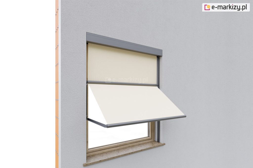 Markizoleta 120 selt, sposób montażu rolety markizowej, rolety markizowe przykład montażu
