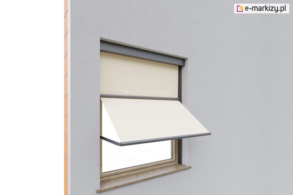 Markizoleta 120 selt, sposób montażu rolety markizowej, rolety markizowe przykład montażu