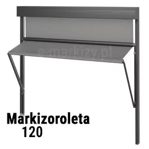Roleta markizowa 120 screen z wysuwanymi ramionami na prowadnicach aluminiowych