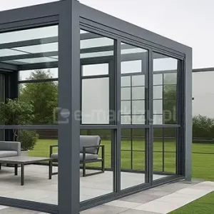 Szklane lub poliwęglanowe ściany i okna stałe do zabudowy tarasów