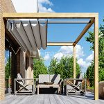 Pergola drewniana koro przyścienna z dachem rzymskim silva wycena, pergole drewniane wycena