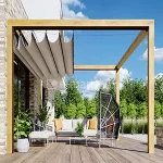 Pergola tarasowa Koro wykonana z drewna w wersji wspartej na czterech lub sześciu podporach