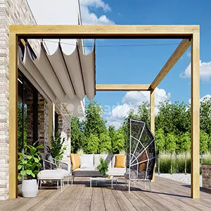 Pergola tarasowa Koro wykonana z drewna w wersji wspartej na czterech lub sześciu podporach