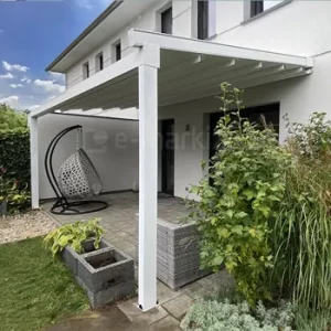 Pergola Aura z rozwijanym dachem tkaninowym w wersji montowanej do ściany