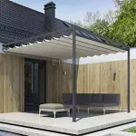 Pergola Dragon z dachem tkaninowym sterowanym ręcznie w wersji montowanej do ściany