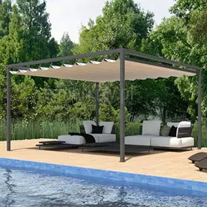 Pergola Dragon z dachem tkaninowym sterowanym ręcznie w wersji wolnostojącej