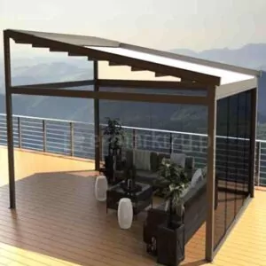 Pergola Square z rozwijanym dachem tkaninowym w wersji wolnostojącej