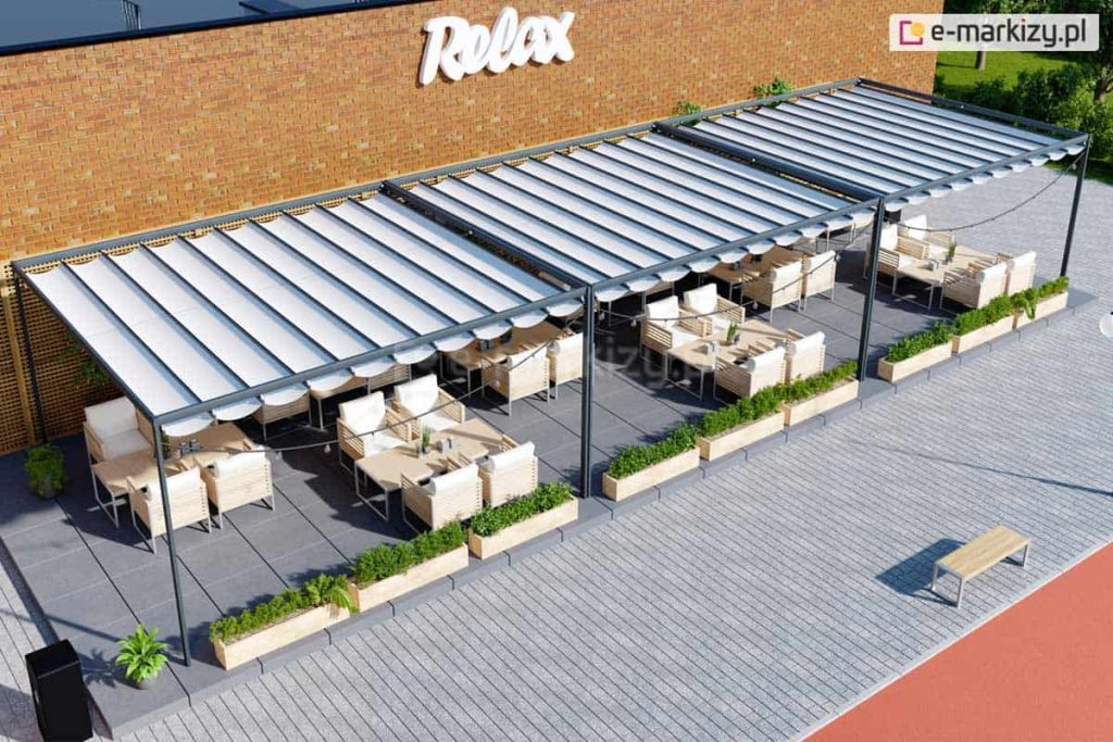 Pergole restauracyjne na wymiar, pergola do restauracji costa corner wolnostojąca