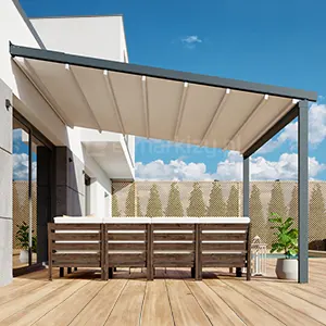 Pergole Tarasowe Przyścienne z Dachem Tkaninowym