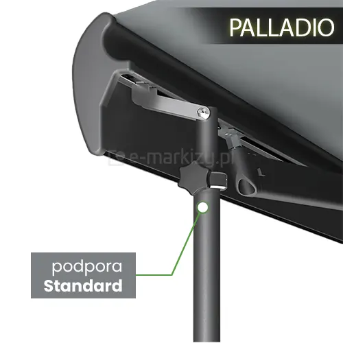 Podpora standard w markizie Palladio Aluprof chroniąca przed wiatrem i wstrząsami