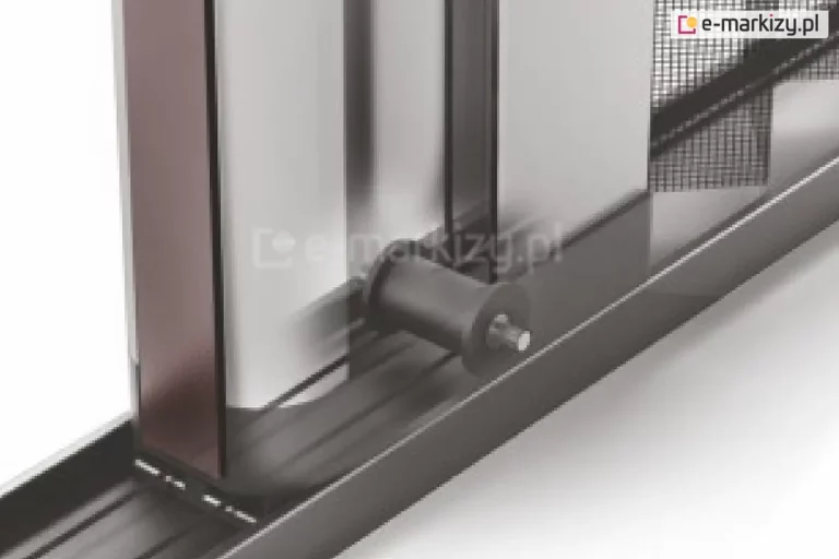 Wizualizacja ukrytej wewnątrz profilu z siatką moskitiery plisowanej Top Zag rolki, po której przesuwają się sznurki do rozkładania i zwijania pakietu siatki.