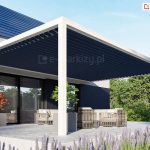 Zamknięte lamele dachu zapewniają ochronę tarasu przed deszczem i nagrzewaniem