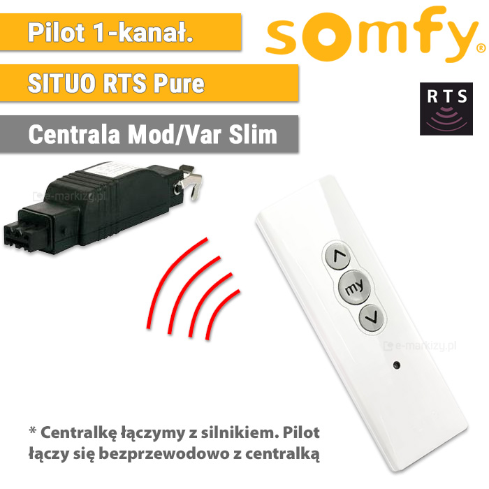 Pilot Situo RTS Pure 1-kanałowy + Centrala Mod/Var Slim Receiver RTS