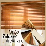Zestawienie kolorów lameli wewnętrznych żaluzji poziomych z motywem drewna
