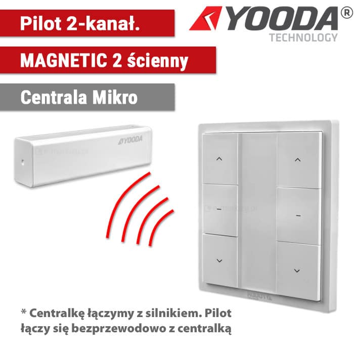 Pilot ścienny MAGNETIC 2-kanałowy + Centrala Mikro