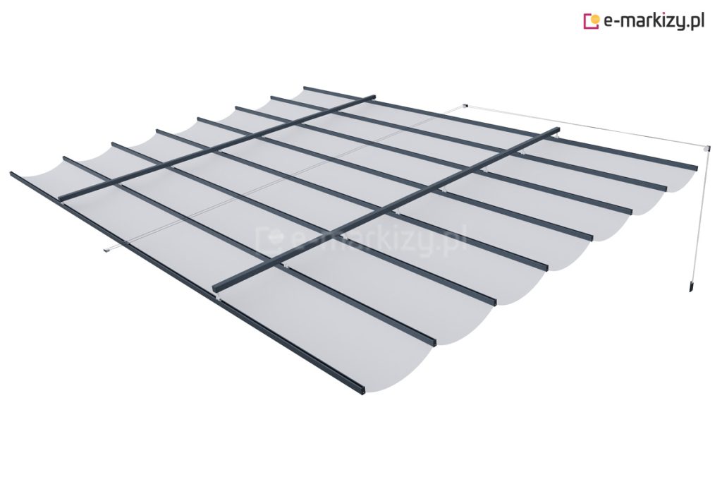 Dach do pergoli drewnianej i innej konstrukcji z napędem ręcznym