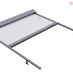 Budowa rolety poziomej veranda selt z widoczną belką przednią, w której ukryty jest system sprężynowego naciągu tkaniny