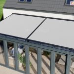 Dwumodułowy system poziomy veranda zamocowany na grafitowej konstrukcji ogrodu zimowego