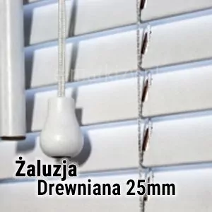 Żaluzja pozioma z lamelkami drewnianymi o szerokości 25mm