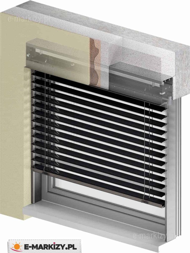 Żaluzje fasadowe podtynkowe z90 box z kasetą ukrytą pod warstwą ocieplenia i tynku.