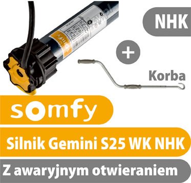 Somfy Gemini s25-wk do markiz z awaryjnym otwieraniem, sterowanie korbą