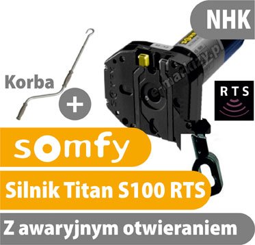 Somfy Titan s100-rk RTS do markiz z awaryjnym otwieraniem, sterowanie korbą, centralka RTS