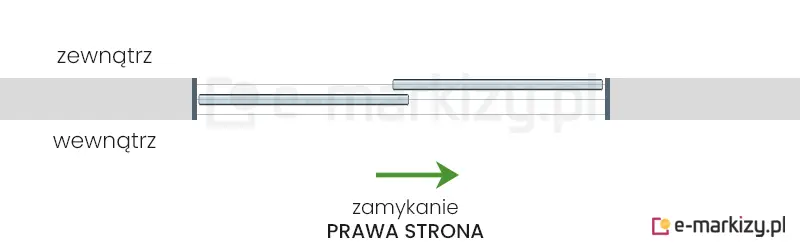 2 szyby przesuwne Miros zsuwane na prawą stronę na prowadnicy z 3 torami