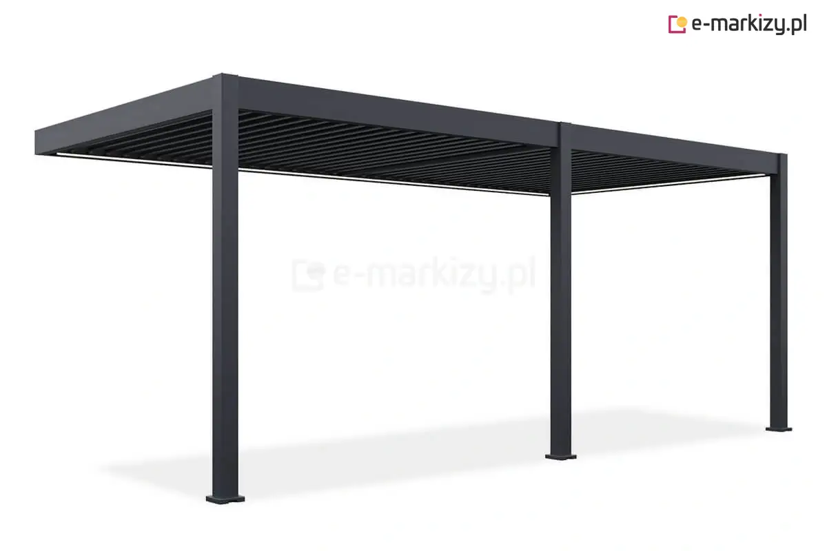 Elektryczna pergola Marlo o długości 6 metrów z dwoma osobno sterowanymi dachami lamelowymi – nowoczesna funkcjonalność i elegancja.
