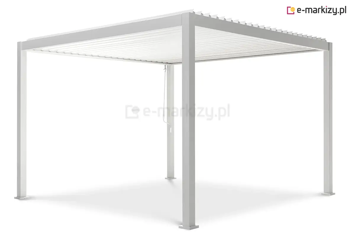 Pergola bioklimatyczna Gloria na czterech podporach z konstrukcją w kolorze białym