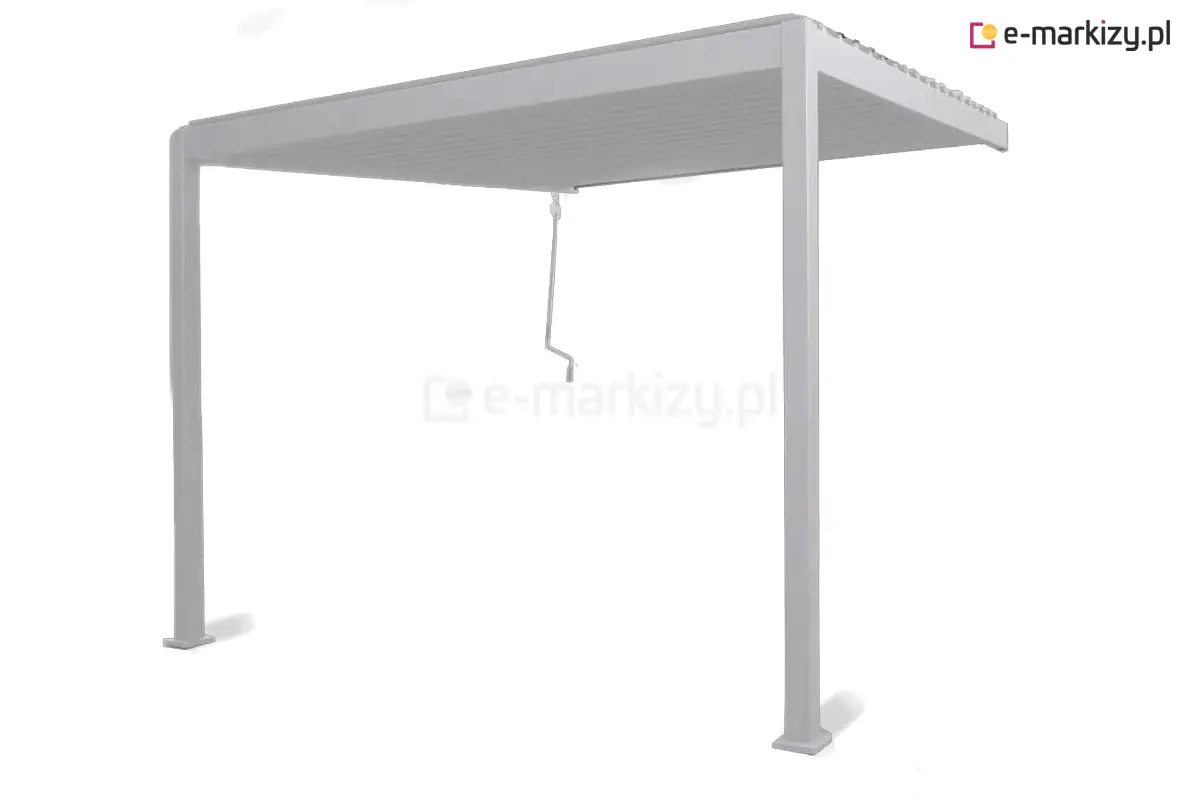 Przeciwsłoneczna pergola tarasowa z dachem lamelowym w kolorze białym