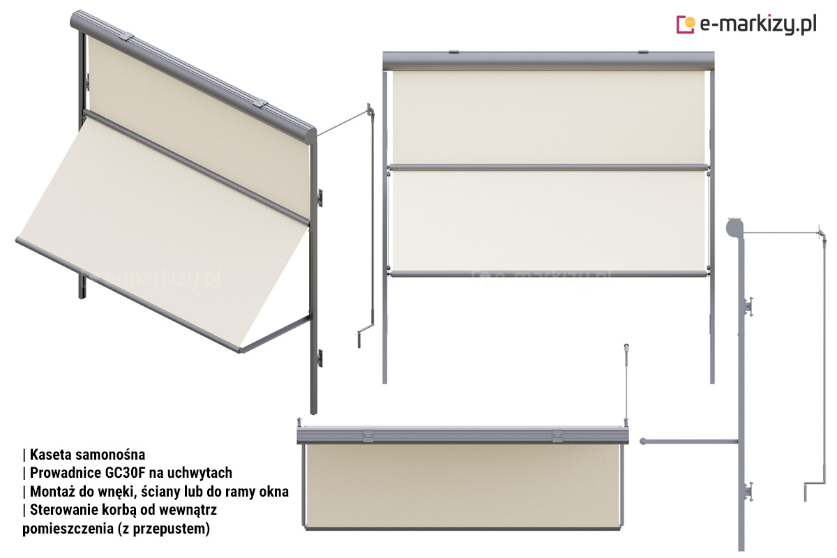 MR103 prowadnice gc30f na uchwytach ręczny przepust, Markizoleta 103 sposoby montażu