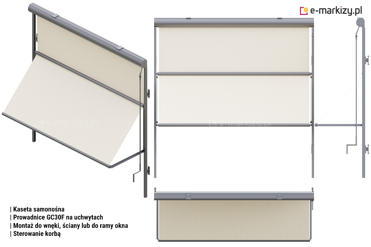 MR103 prowadnice gc30f na uchwytach ręczny, Markizoleta 103 sposoby montażu