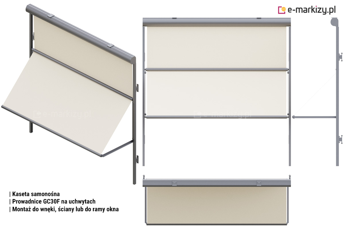 MR103 prowadnice gc30f na uchwytach, Markizoleta 103 sposoby montażu