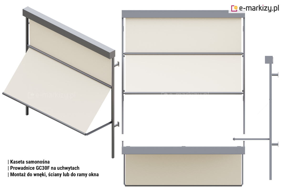 MR120 prowadnice gc30f na uchwytach, Markizoleta 120 sposoby montażu