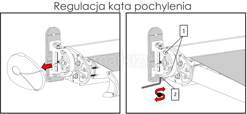 Markiza presto regulacja kąta nachylenia, kąt pochyłu markizy