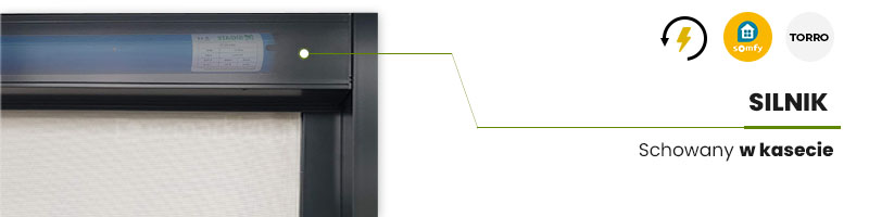 Refleksol ZIP U / L napęd elektryczny ukryty w kasecie - do wyboru napęd Torro lub Somfy IO