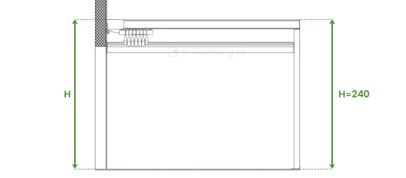 Wysokość całkowita H pergoli tarasowej Square Flat to 240cm