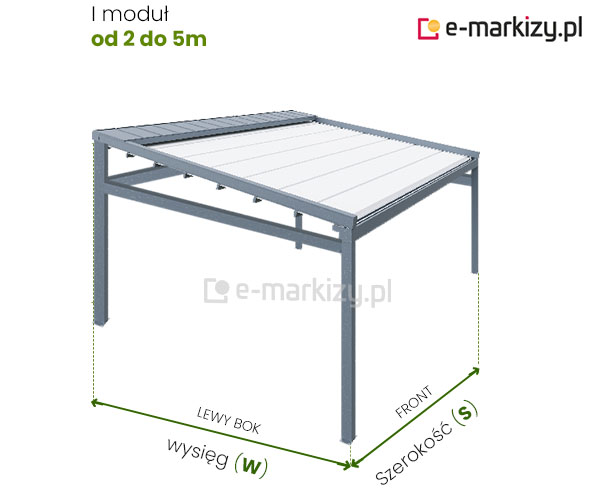 Pergola Square Wolnostojąca - Pomiar, Pergola square wolnostojąca wymiarowanie 1 modułu
