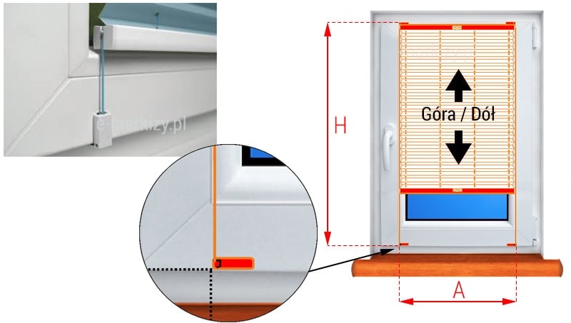 Plisy montaż na ramę okna, Żaluzja plisowana sposoby pomiaru